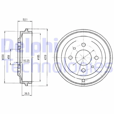 Bilde av DELPHI BF389 Bremsetrommel uten ABS sensorring, hjullager 219