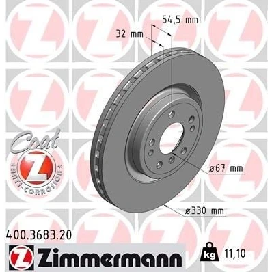 Bilde av ZIMMERMANN COAT Z 400.3683.20 Bremseskiver 330 32 8/5 5 112 innvendig ventilert belagt høy karbon MERCEDES BENZ: ML Klasse, GLE SUV
