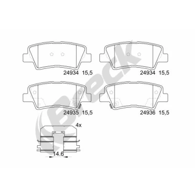 Bilde av BRECK 24934 00 702 Bremseklosser med akustisk slitasjevarsel HYUNDAI: Tucson, SSANGYONG: Actyon Sports I Pick up, Korando III SUV
