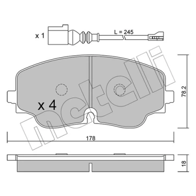 Bilde av METELLI 22 1316 0 Bremseklosser klargjort for slitasjeindikator VOLKSWAGEN: Tiguan II