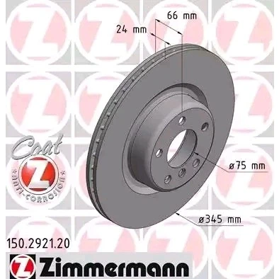 Bilde av ZIMMERMANN COAT Z 150.2921.20 Bremseskiver 345 24 6/5 5 120 innvendig ventilert belagt høy karbon BMW: 3 Sedan, 2 Coupé, 4 Coupé