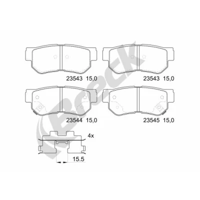 Bilde av BRECK 23543 00 704 10 Bremseklosser med akustisk slitasjevarsel tilbehør HYUNDAI: Tucson, Santa Fe I, Getz, KIA: Sportage II