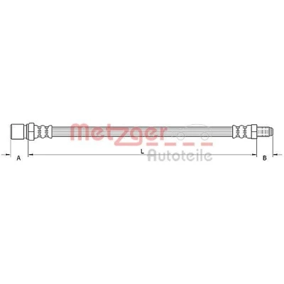 Bilde av METZGER 4110748 Bremseslange 281 MITSUBISHI: Outlander 2 SUV, PEUGEOT: 4007, CITROËN: C Crosser SUV