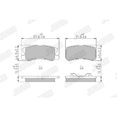 Bilde av JURID 572498J Bremseklosser med akustisk slitasjevarsel kolbleklips uten tilbehør MITSUBISHI: Outlander 2 SUV, PAJERO 4, ASX SUV