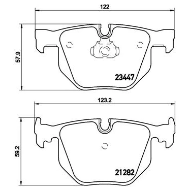Bilde av BREMBO P 06 029 Bremseklosser klargjort for slitasjeindikator med kolbleklips uten tilbehør BMW: 7