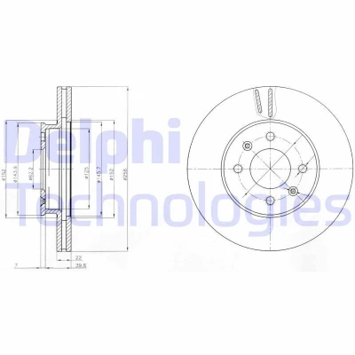 Bilde av DELPHI BG4096 Bremseskiver 256 22 4 ventilert oljet ubehandlet uten hjullager, ABS sensorring HYUNDAI: i20 I Hatchback, ACCENT 3 Stufenheck