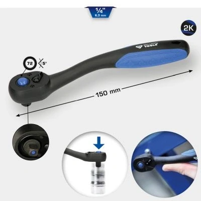 Bilde av KS TOOLS BT020900 Reversibel skralle 72 6,3 (1/4&quot;) 150
