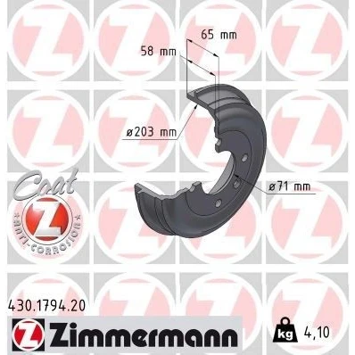 Bilde av ZIMMERMANN 430.1794.20 Bremsetrommel 239mm