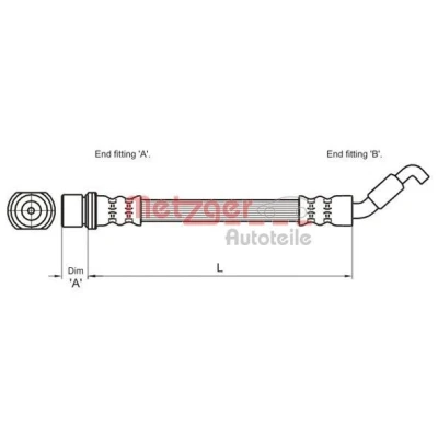 Bilde av METZGER 4110027 Bremseslange 200 F10x1 TOYOTA: Corolla IX Station Wagon, Hatchback, Verso