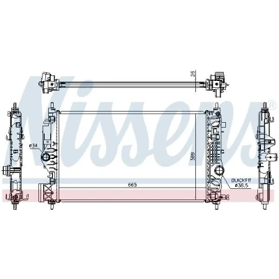 Bilde av NISSENS 630764 Radiator Aluminium 655 389 26 Kjøleribber loddet OPEL: Insignia A Sports Tourer