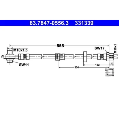 Bilde av ATE 83.7847 0556.3 Bremseslange 555 M10x1