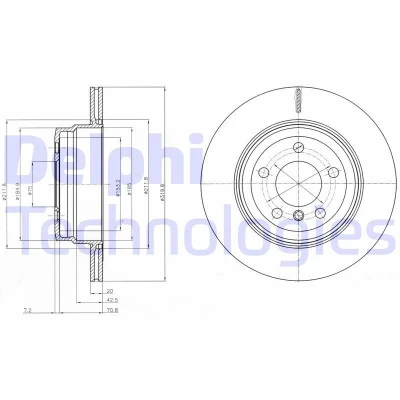 Bilde av DELPHI BG4168 Bremseskiver 320 20 5 ventilert oljet ubehandlet uten hjullager, ABS sensorring BMW: X5, X6