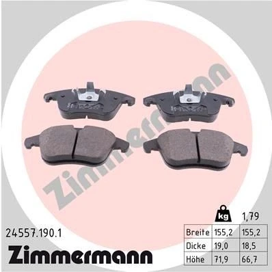 Bilde av ZIMMERMANN 24557.190.1 Bremseklosser Bildet viser leveranseinnholdet CITROËN: C4 I Grand Picasso, DS5 Hatchback, II PEUGEOT: 5008