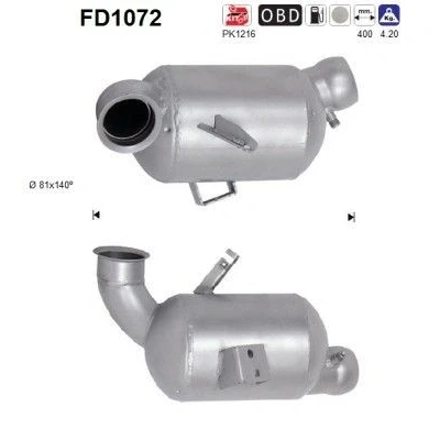 Bilde av AS FD1072 Partikkelfilter Euro 5 Cordierit MERCEDES BENZ: E Klasse T modell, C Sedan