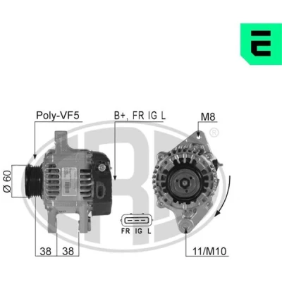 Bilde av ERA 210392A Dynamo 14V 70A TOYOTA: Yaris I Hatchback, Verso