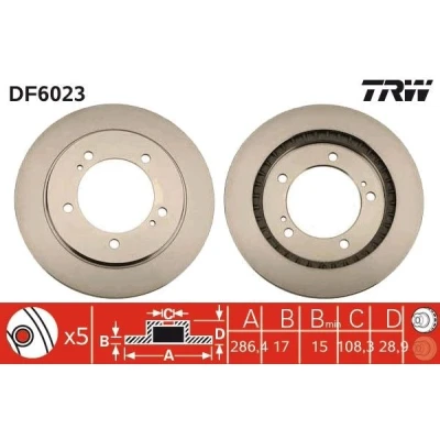 Bilde av TRW DF6023 Bremseskiver 286 17 5 139,7 ventilert spraylakkert SUZUKI: Grand Vitara 1 SUV