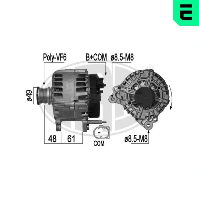 Bilde av ERA 209287A Dynamo 14V 140A VOLKSWAGEN: Multivan 5 (7HM, Transporter 5, Bus, SKODA: Octavia 3 Combi