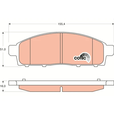 Bilde av TRW COTEC GDB3435 Bremseklosser ikke klargjort for slitasjeindikator MITSUBISHI: L200 / Triton IV Pick up, PAJERO SPORT 1 SUV, 2