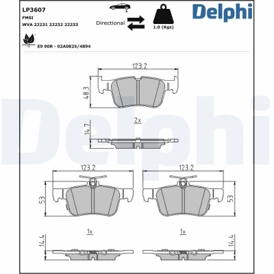 Bilde av DELPHI LP3607 Bremseklosser med akustisk slitasjevarsel antihyle blikk uten tilbehør FORD: Focus Mk4 Turnier