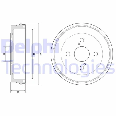 Bilde av DELPHI BF605 Bremsetrommel uten ABS sensorring, hjullager, lager 221