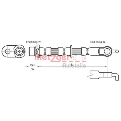 Bilde av METZGER 4110002 Bremseslange 527 F10x1 TOYOTA: Yaris I Hatchback