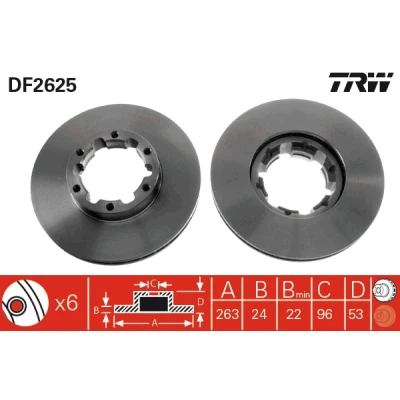 Bilde av TRW DF2625 Bremseskiver 263 24 6 118 ventilert spraylakkert