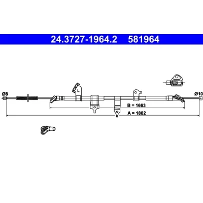 Bilde av ATE 24.3727 1964.2 Bremsekabel 1882 TOYOTA: RAV4 IV SUV, III SUV