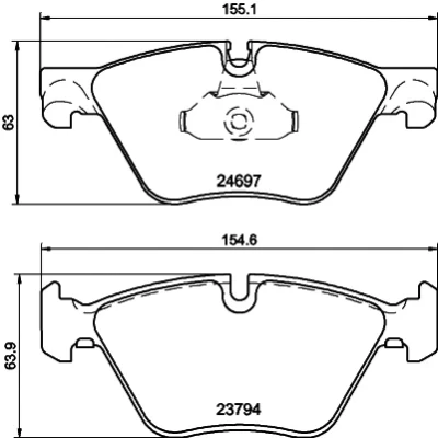 Bilde av HELLA 8DB 355 014 351 Bremseklosser klargjort for slitasjeindikator BMW: 5 Touring, Sedan