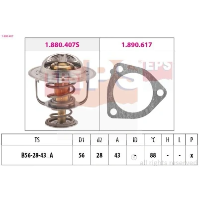 Bilde av EPS 1.880.407 Termostat 88 56 Made in Italy OE Equivalent med tetning TOYOTA: Avensis II Station Wagon, I Sedan, MITSUBISHI: Space Star