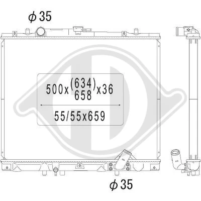 Bilde av DIEDERICHS DCM2501 Radiator 500 639 36 Climate MITSUBISHI: L200 III Pick up