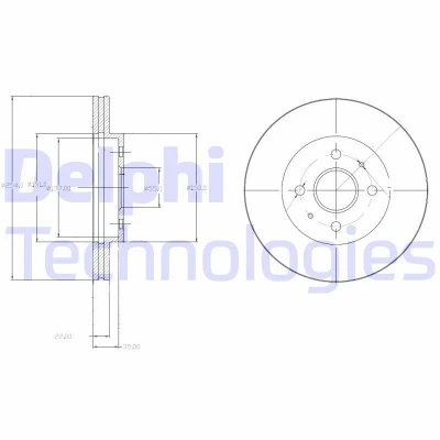 Bilde av DELPHI BG4213 Bremseskiver 254 22 4 ventilert oljet ubehandlet uten hjullager, ABS sensorring DAIHATSU: Sirion II, SUBARU: JUSTY