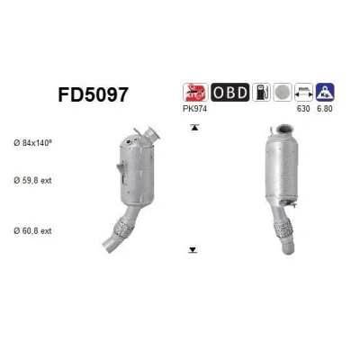 Bilde av AS FD5097 Partikkelfilter Euro 5 Cordierit BMW: 3 Touring, Coupé, Sedan