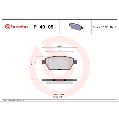 Bilde av BREMBO P 49 051 Bremseklosser ekskl. slitasjevarselkontakt uten tilbehør MAZDA: 6 Stasjonsvogn, Sedan