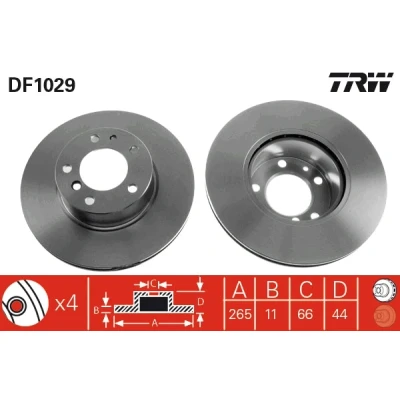 Bilde av TRW DF1029 Bremseskiver 265 11 5 108 fullt ut spraylakkert