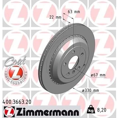 Bilde av ZIMMERMANN COAT Z 400.3663.20 Bremseskiver 330 22 7/5 5 112 utvendig ventilert belagt høy karbon MERCEDES BENZ: ML Klasse, GL, R Klasse