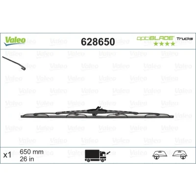 Bilde av Vindusvisker Valeo Optiblade Trucks 628650 650mm på begge sider Standard feste m/haker PEUGEOT: Expert I Van, CITROËN: Jumpy MPV