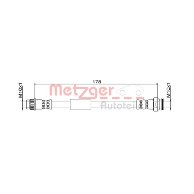 Bilde av METZGER 4111843 Bremseslange venstre bakaksel, høyre bakaksel 178 PEUGEOT: 308 SW 2