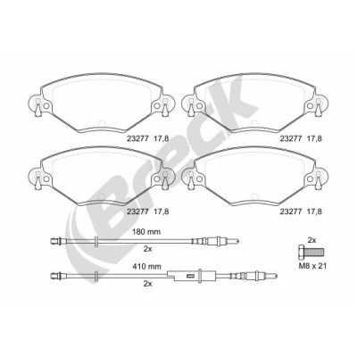 Bilde av BRECK 23277 00 701 10 Bremseklosser ekskl. slitasjevarselkontakt CITROËN: C5 I Stasjonsvogn, II Hatchback