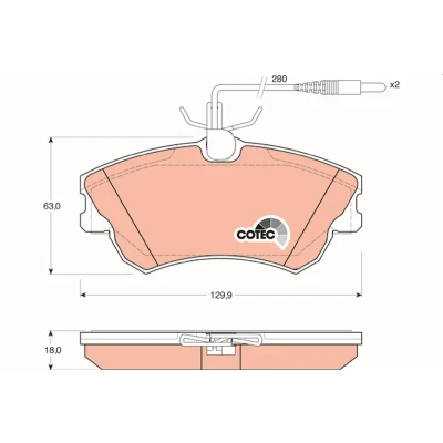 Bilde av TRW COTEC GDB1270 Bremseklosser inkl. slitasjevarselkontakt RENAULT: ESPACE 3