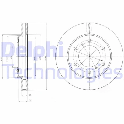 Bilde av DELPHI BG4257 Bremseskiver 294 28 6 ventilert oljet ubehandlet uten hjullager, ABS sensorring MITSUBISHI: L200 / Triton IV Pick up
