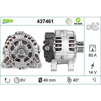Bilde av VALEO 437461 Dynamo 14V 80A PEUGEOT: 307 SW, 207 Hatchback, 206 CITROËN: C4 I Hatchback