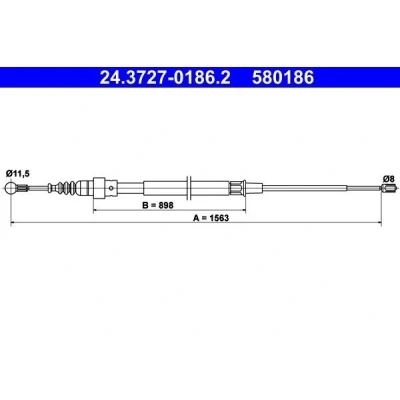 Bilde av ATE 24.3727 0186.2 Bremsekabel 1563 VOLKSWAGEN: Touran I