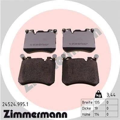 Bilde av ZIMMERMANN 24524.995.1 Bremseklosser klargjort for slitasjeindikator Bildet viser leveranseinnholdet BMW: X5, X6