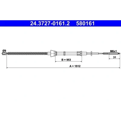 Bilde av ATE 24.3727 0161.2 Bremsekabel 1512