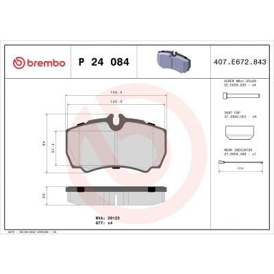 Bilde av BREMBO P 24 084 Bremseklosser inkl. slitasjevarselkontakt med bremsecaliperskruer tilbehør FORD: Transit Mk6 Flatvogn lastebil/Chassis