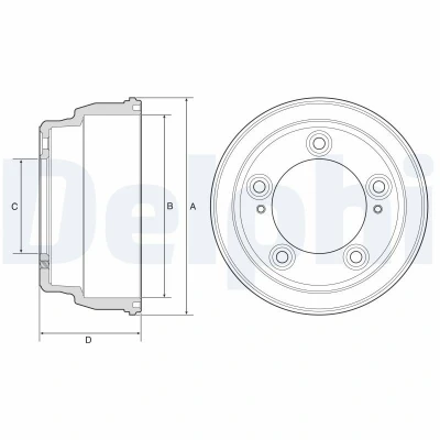 Bilde av DELPHI BF645 Bremsetrommel uten ABS sensorring, hjullager, lager 259