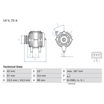 Bilde av BOSCH 0 986 080 390 Dynamo 14V 75A