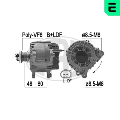 Bilde av ERA 209200A Dynamo 14V 180A VOLKSWAGEN: Multivan 5 (7HM, Transporter 5, Bus, SKODA: Superb II Stasjonsvogn