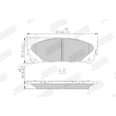 Bilde av JURID 572655J Bremseklosser ikke klargjort for slitasjeindikator uten tilbehør TOYOTA: RAV4 IV SUV, V, Camry VIII Sedan, LEXUS: RX III, NX,