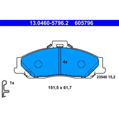 Bilde av ATE 13.0460 5796.2 Bremseklosser med akustisk slitasjevarsel tilbehør FORD: Ranger Mk2, MAZDA: B Serie Pick up, BT 50 up